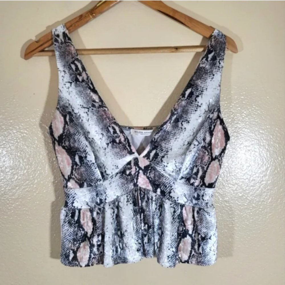 Nylon Apparel Snakeskin Velour Crop Top